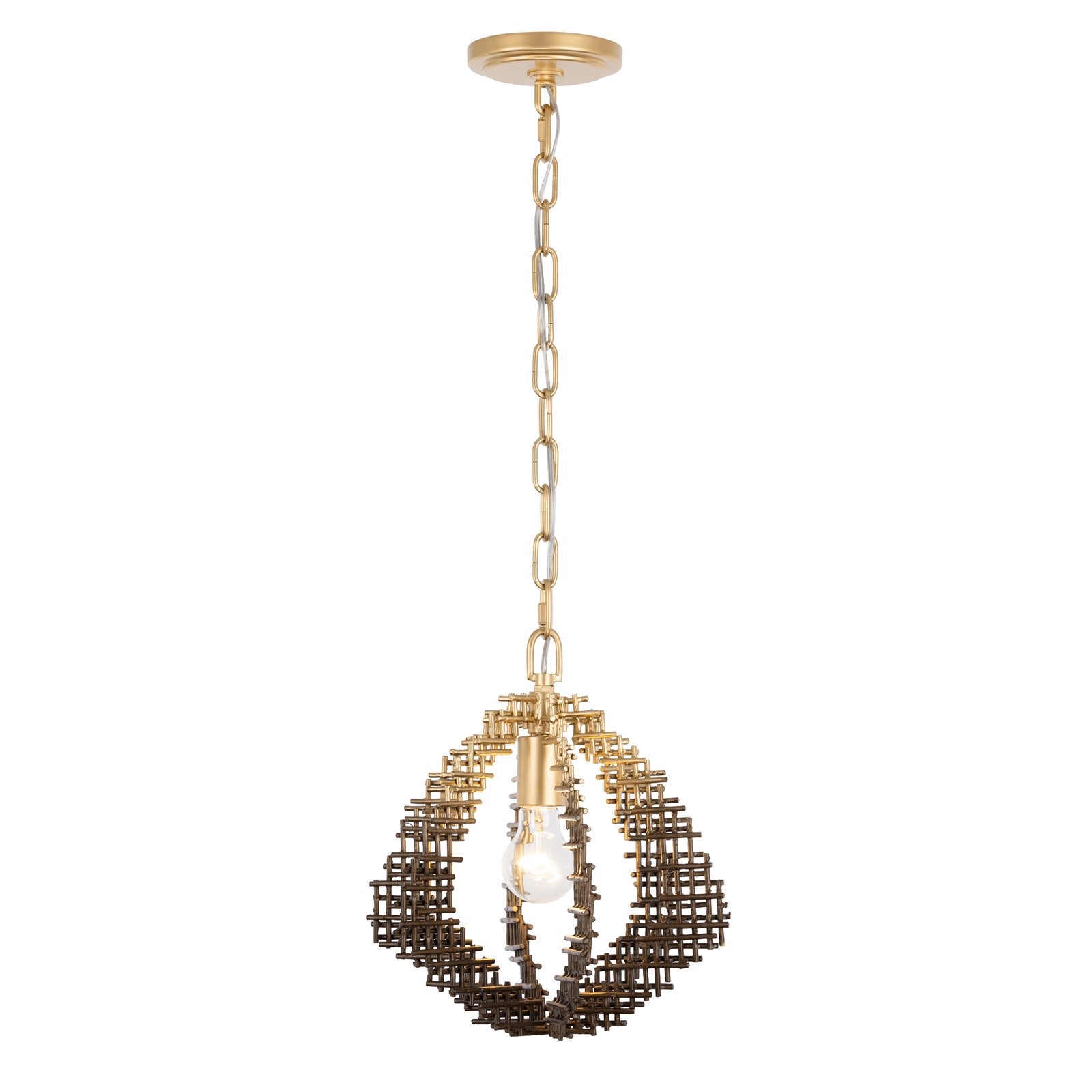 Varaluz Construct 1Lt Pendant, Dark Bronze/French Gold