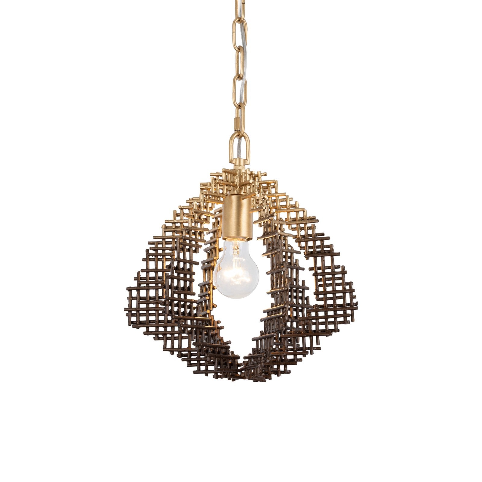 Varaluz Construct 1Lt Pendant, Dark Bronze/French Gold