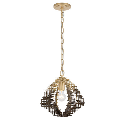 Varaluz Construct 1Lt Pendant, Dark Bronze/French Gold