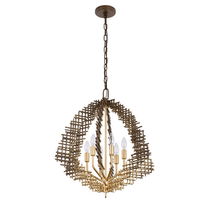 Varaluz Construct 6Lt Pendant, Dark Bronze/French Gold