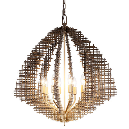 Varaluz Construct 8Lt Pendant, Dark Bronze/French Gold