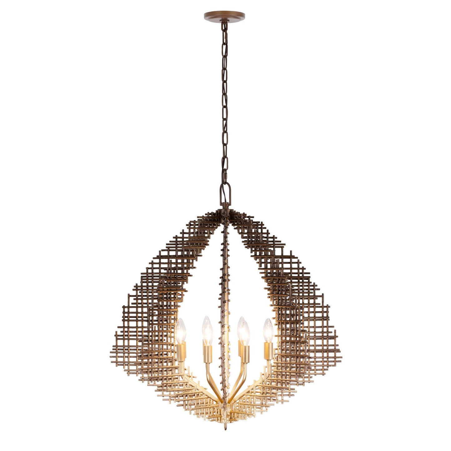 Varaluz Construct 8Lt Pendant, Dark Bronze/French Gold