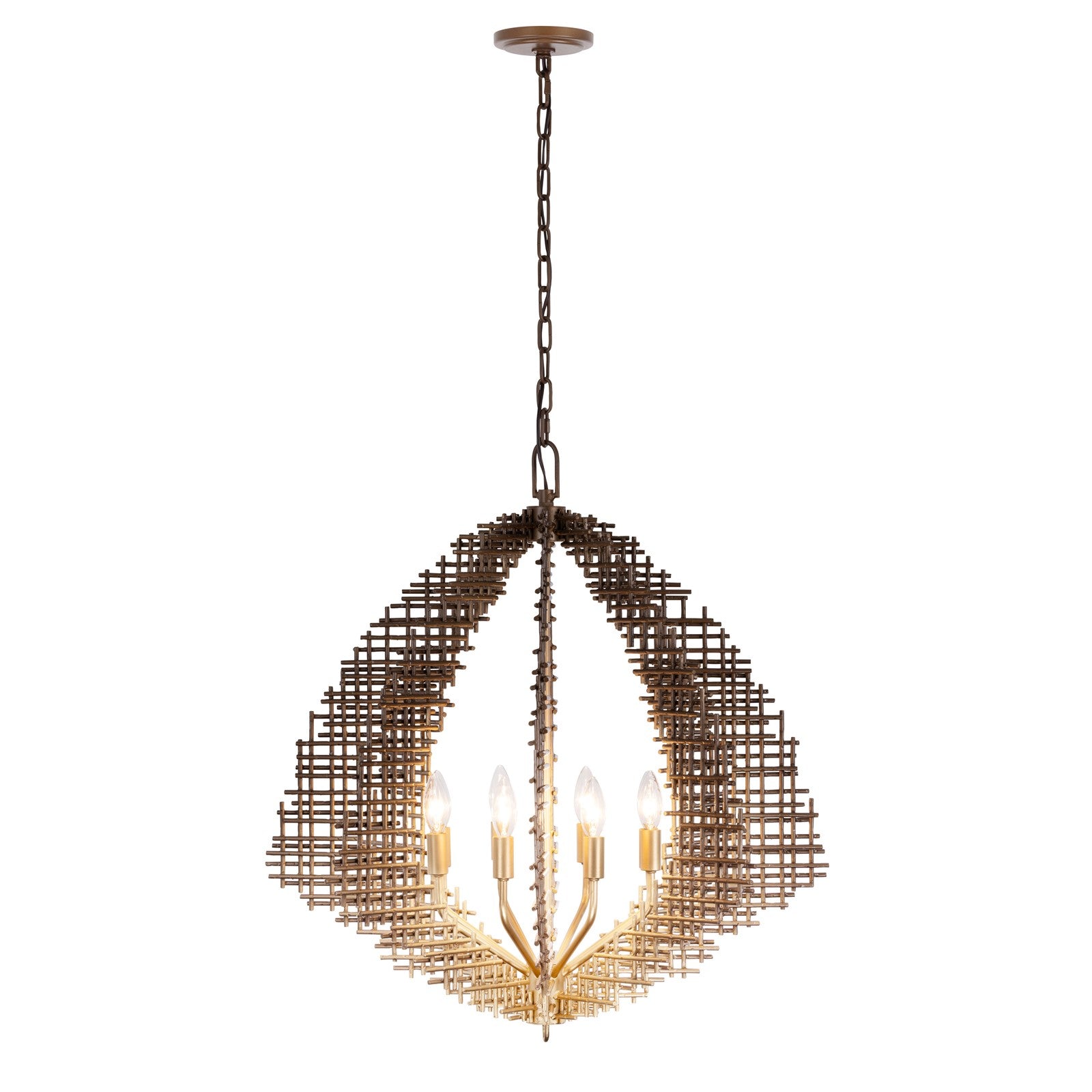 Varaluz Construct 8Lt Pendant, Dark Bronze/French Gold
