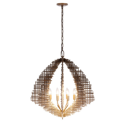 Varaluz Construct 8Lt Pendant, Dark Bronze/French Gold