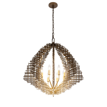 Varaluz Construct 8Lt Pendant, Dark Bronze/French Gold