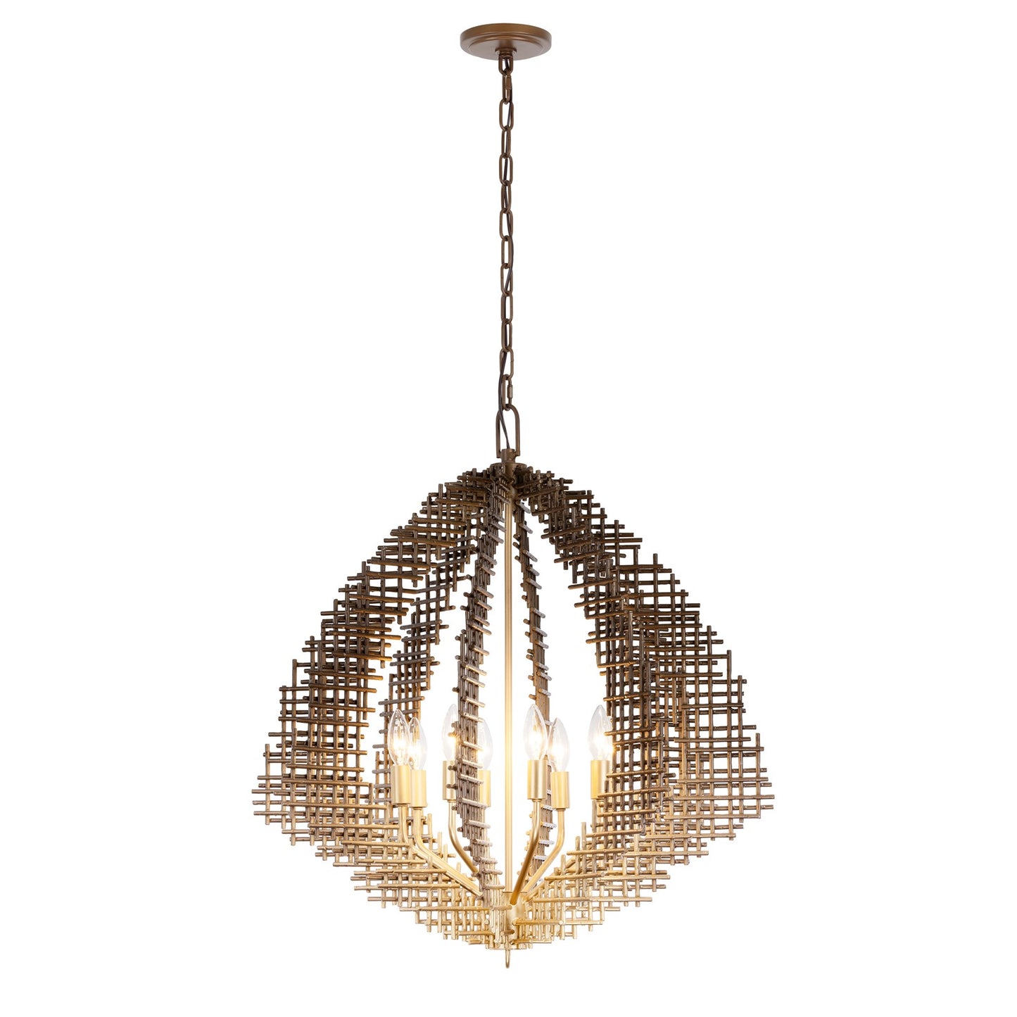 Varaluz Construct 8Lt Pendant, Dark Bronze/French Gold