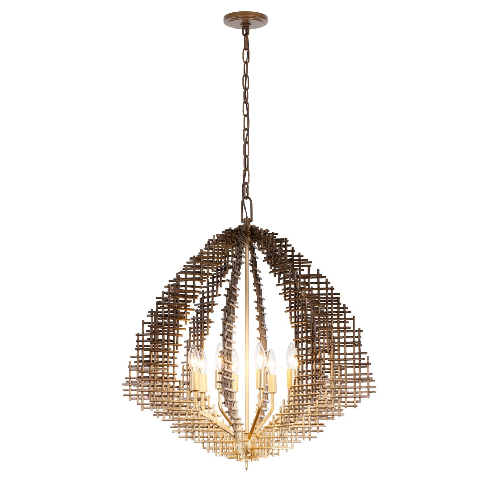 Varaluz Construct 8Lt Pendant, Dark Bronze/French Gold