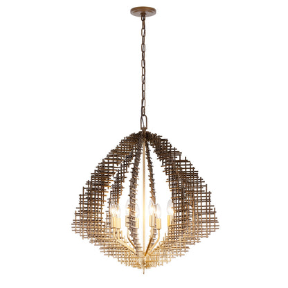 Varaluz Construct 8Lt Pendant, Dark Bronze/French Gold