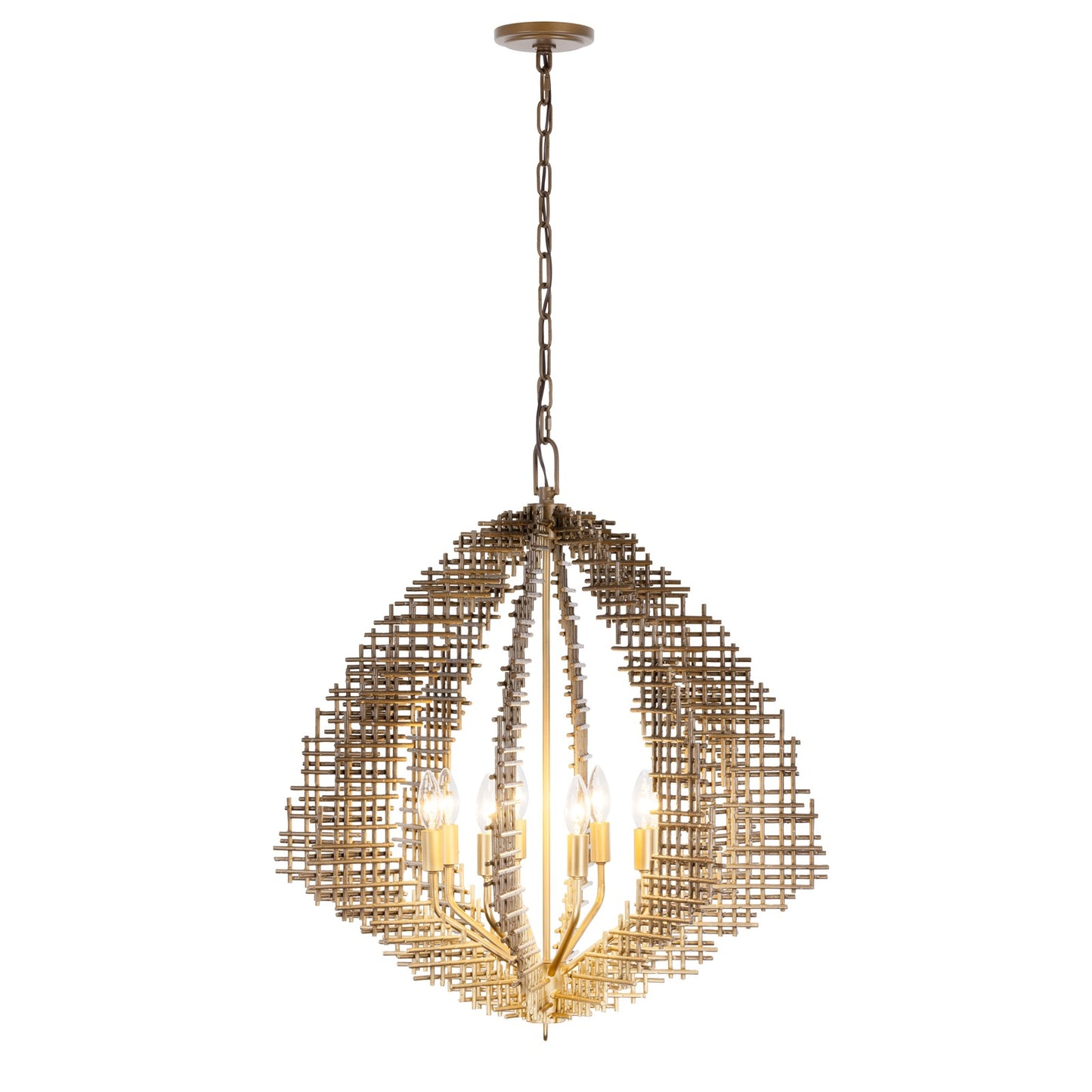 Varaluz Construct 8Lt Pendant, Dark Bronze/French Gold