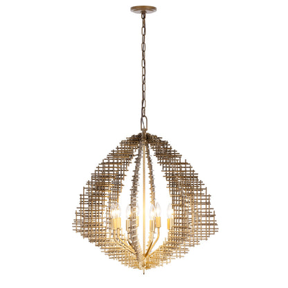 Varaluz Construct 8Lt Pendant, Dark Bronze/French Gold