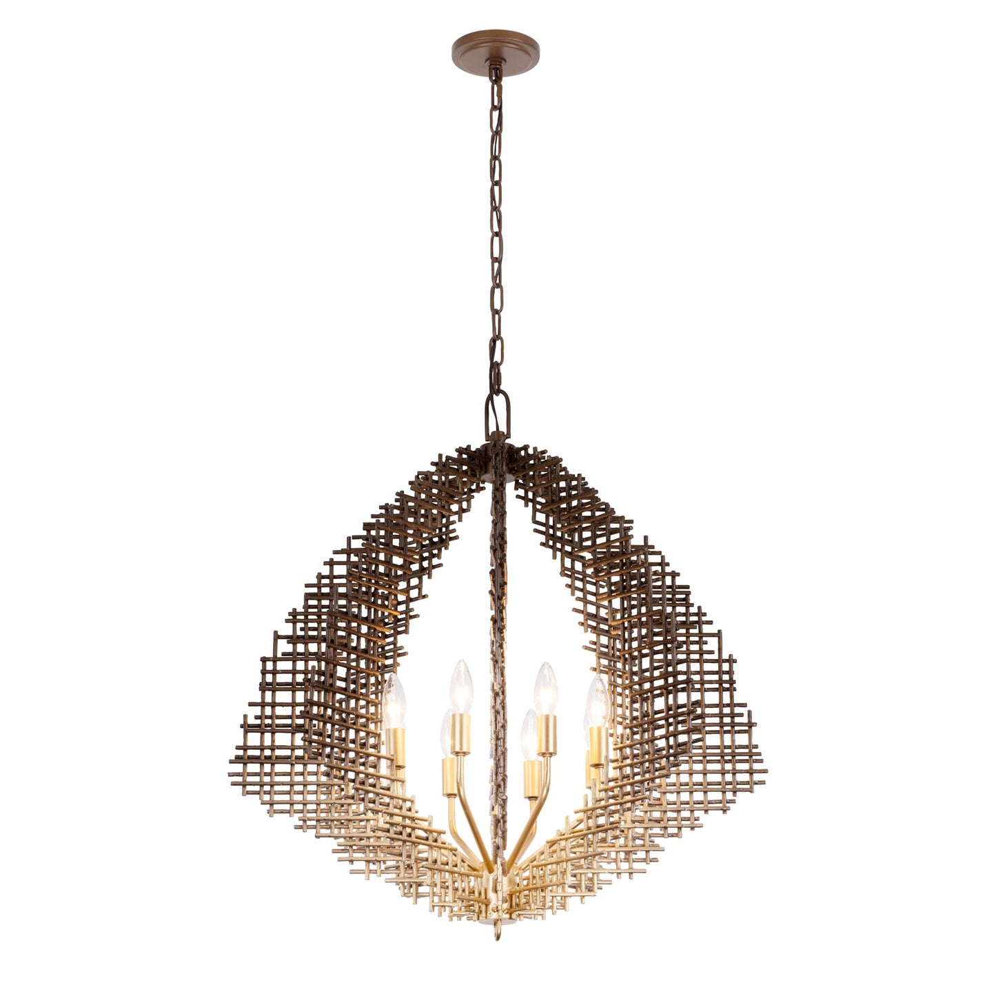 Varaluz Construct 8Lt Pendant, Dark Bronze/French Gold