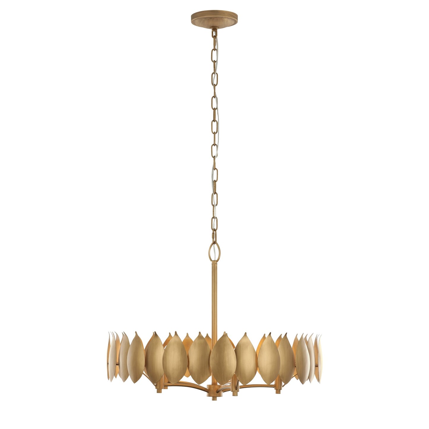 Varaluz Petal Reign 5 Light Pendant, Brass Kisser/Brass Kisser
