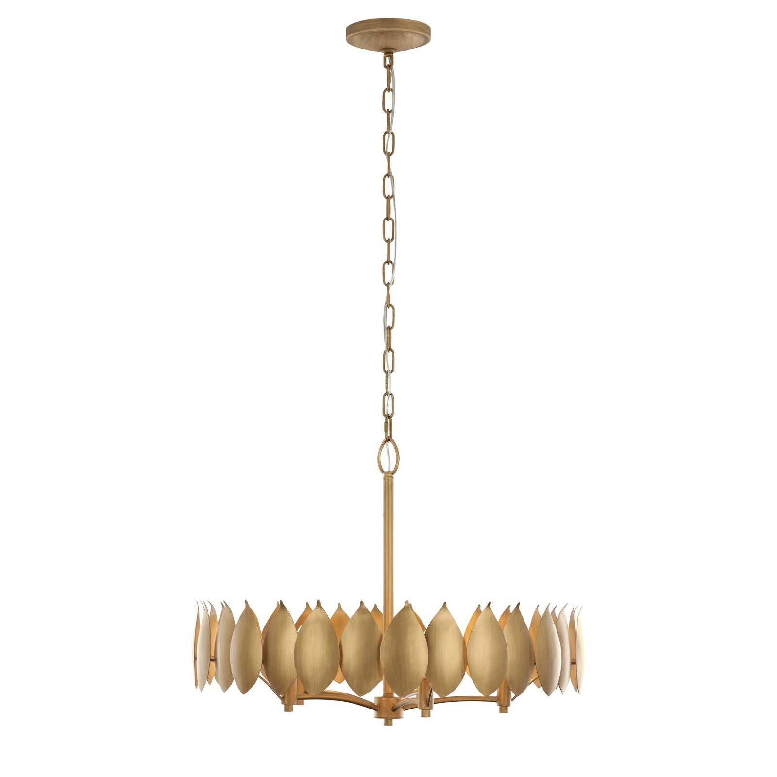 Varaluz Petal Reign 5 Light Pendant, Brass Kisser/Brass Kisser