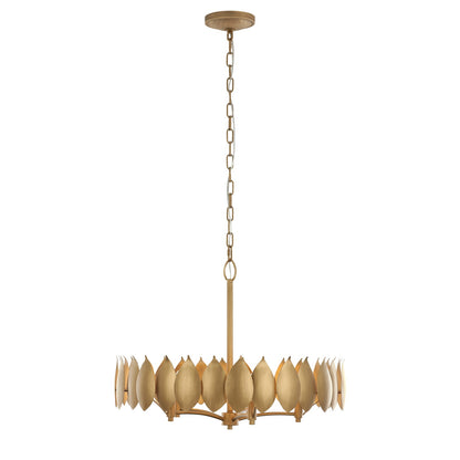 Varaluz Petal Reign 5 Light Pendant, Brass Kisser/Brass Kisser