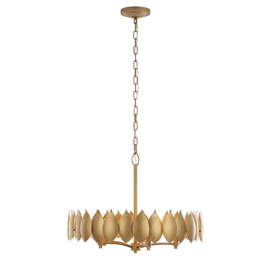Varaluz Petal Reign 5 Light Pendant, Brass Kisser/Brass Kisser