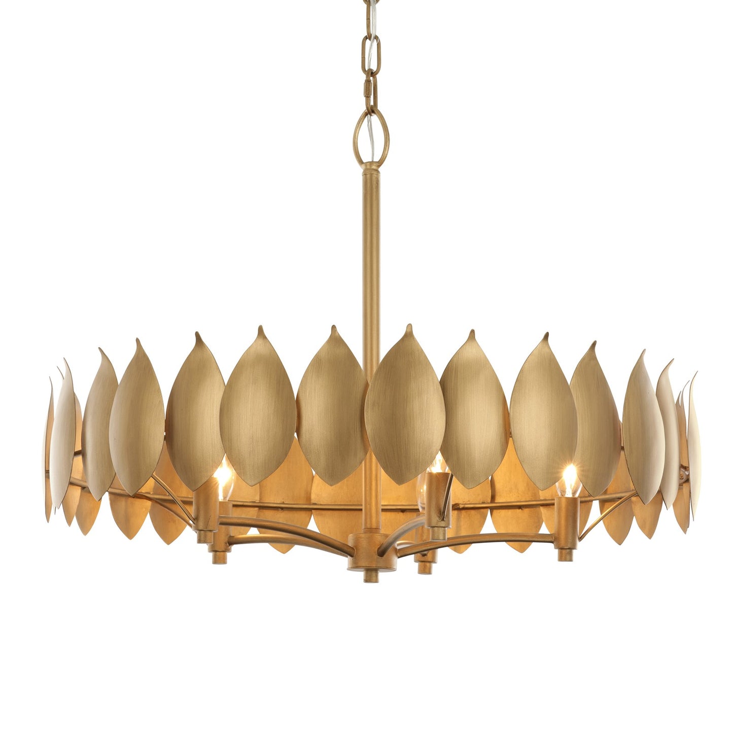 Varaluz Petal Reign 5 Light Pendant, Brass Kisser/Brass Kisser