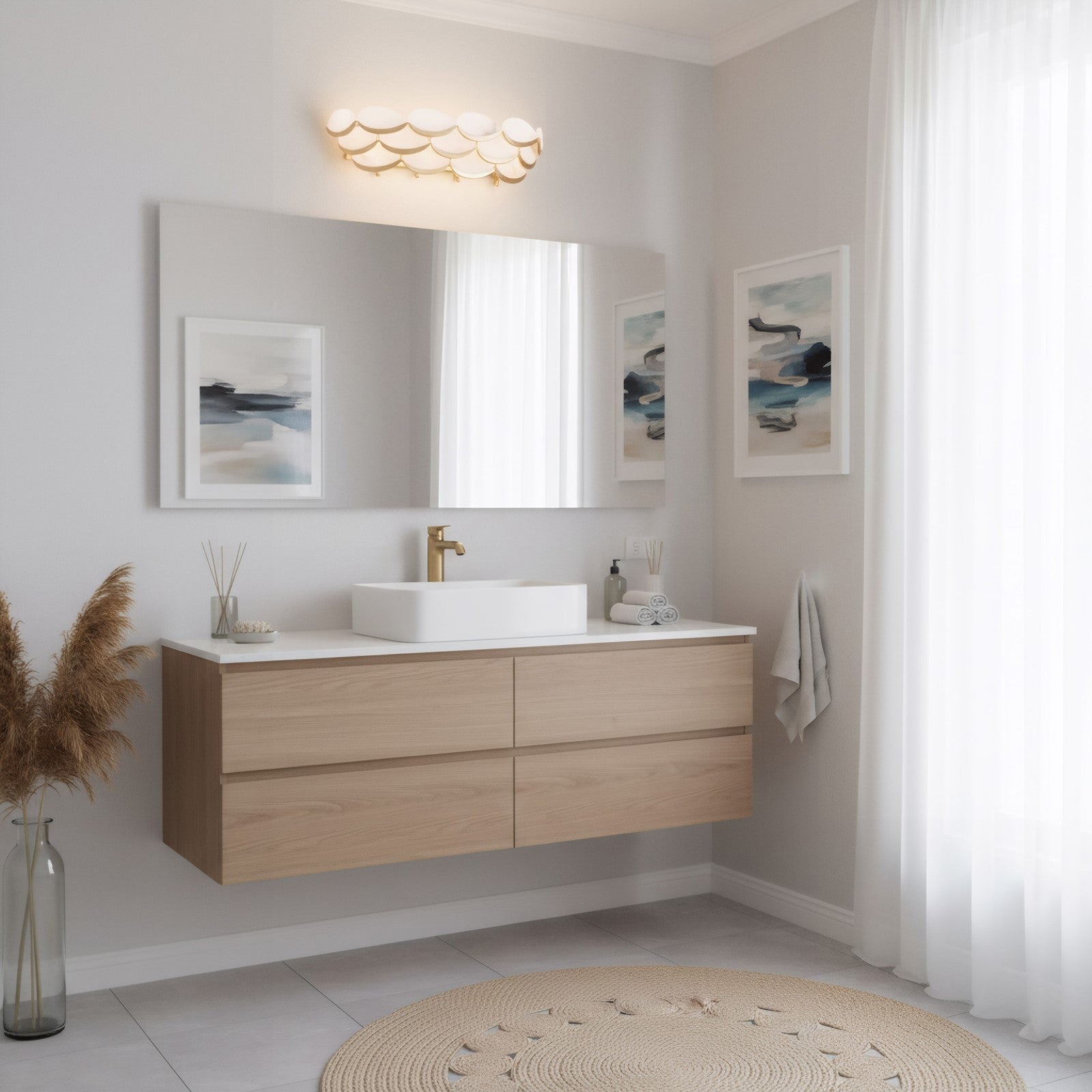 Varaluz High Tide 4 Light Bath/Vanity, French Gold/White