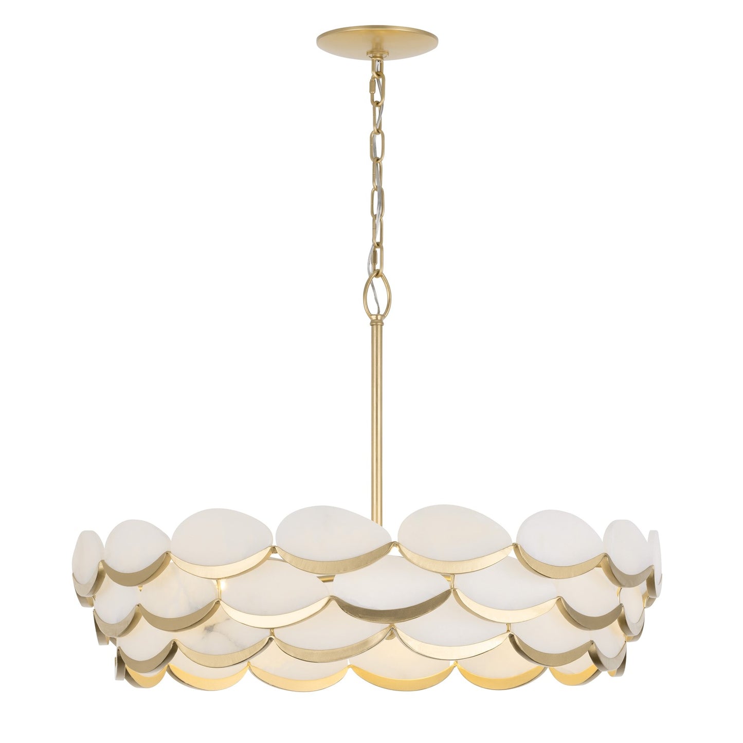 Varaluz High Tide 8 Light Pendant, French Gold/White