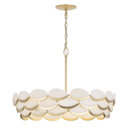 Varaluz High Tide 8 Light Pendant, French Gold/White