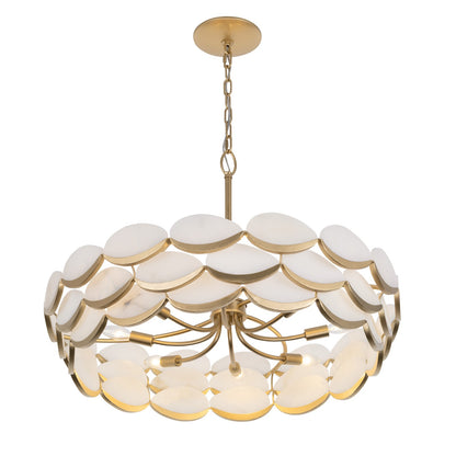 Varaluz High Tide 8 Light Pendant, French Gold/White