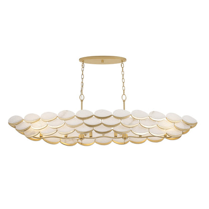 Varaluz High Tide 6 Light Pendant, French Gold/White