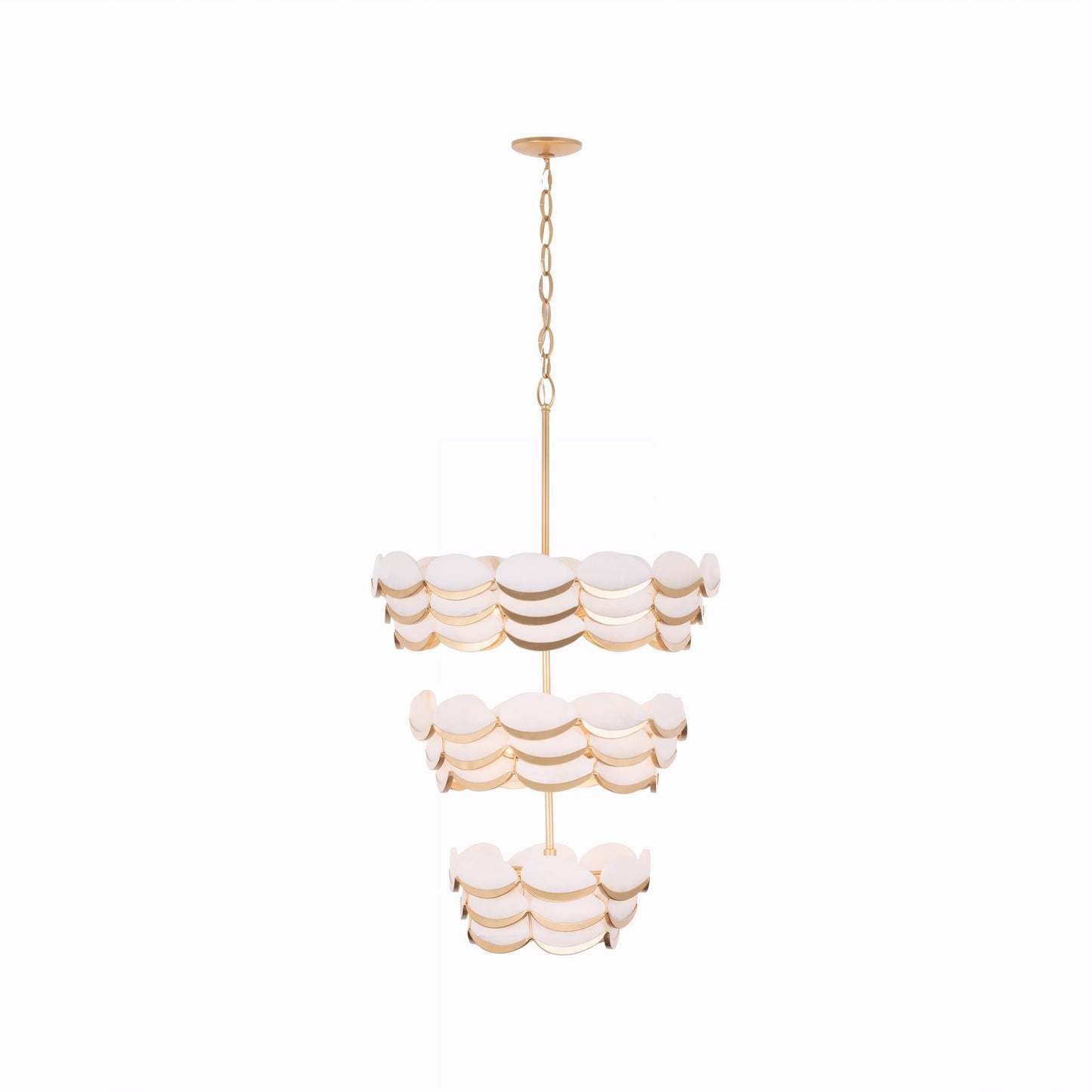 Varaluz High Tide 11 Light Pendant, French Gold/White