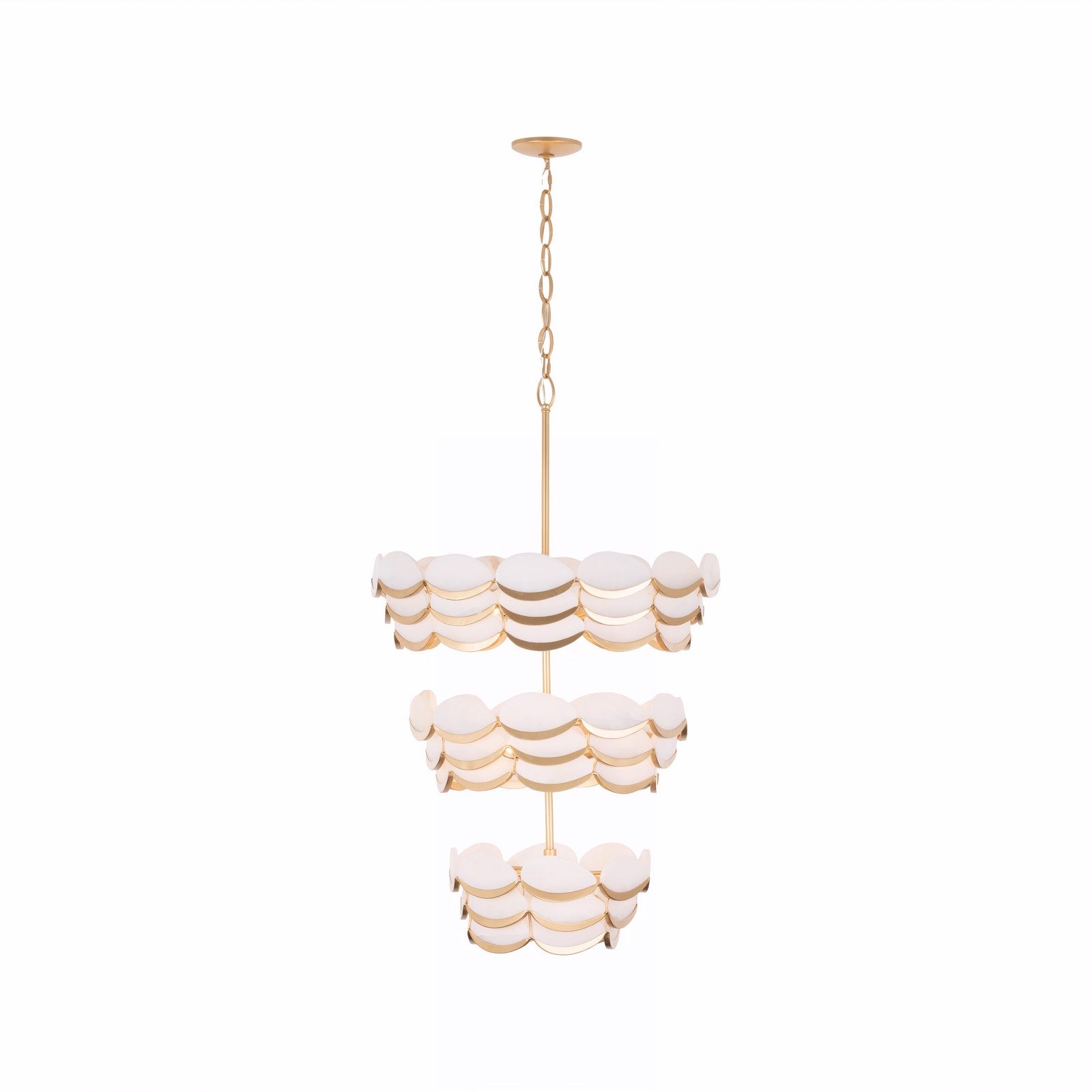 Varaluz High Tide 11 Light Pendant, French Gold/White