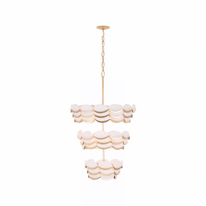 Varaluz High Tide 11 Light Pendant, French Gold/White