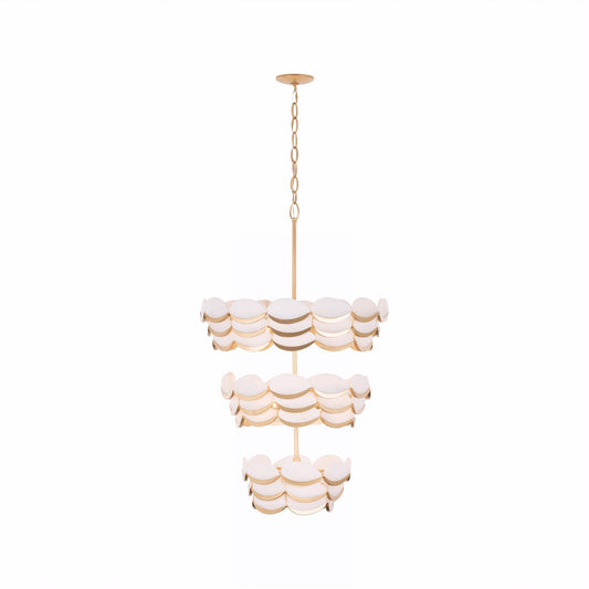 Varaluz High Tide 11 Light Pendant, French Gold/White