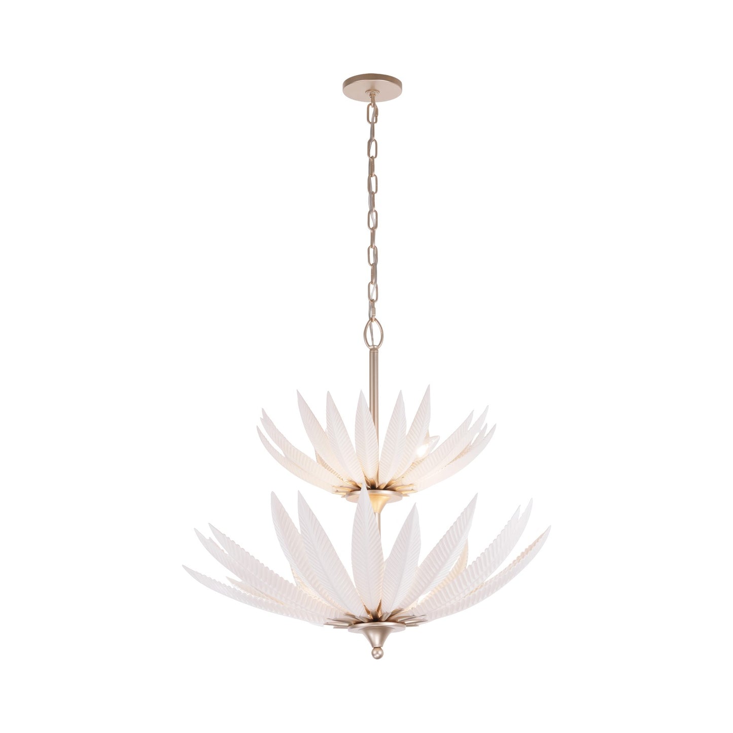 Varaluz Zanara 9 Light Pendant, Gold Dust/White