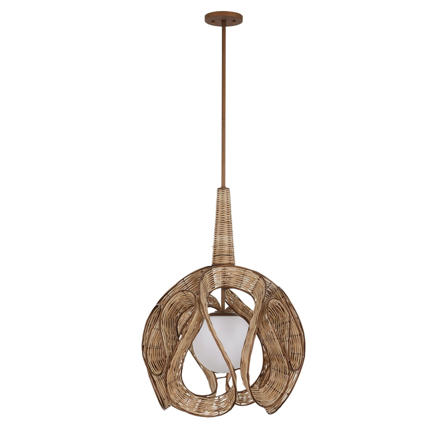 Varaluz Swaylo 1 Light 24"W Pendant, Hammered Ore/White