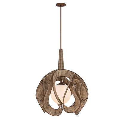 Varaluz Swaylo 1 Light 24"W Pendant, Hammered Ore/White