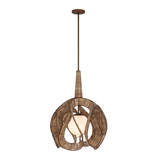Varaluz Swaylo 1 Light 20"W Pendant, Hammered Ore/White