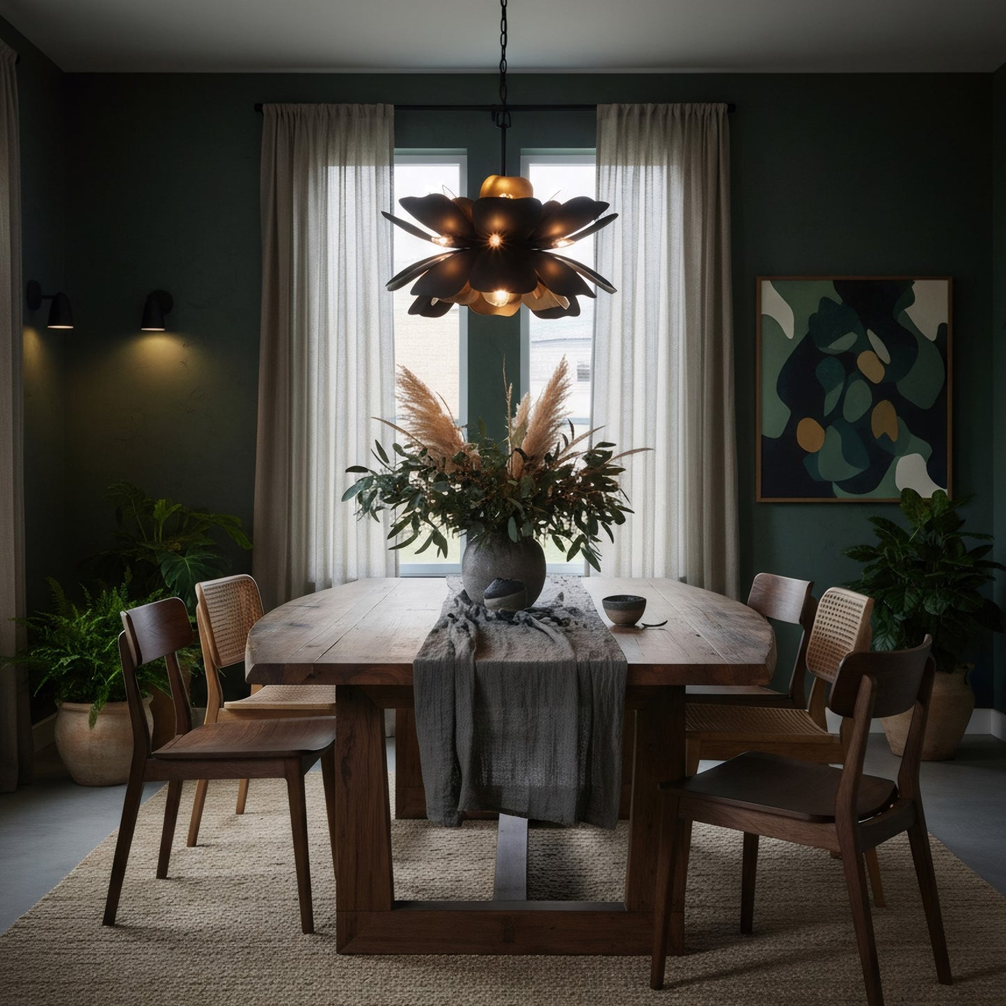 Varaluz Botanic Panic 13Lt 36"W Pendant, Dark Bronze/French Gold