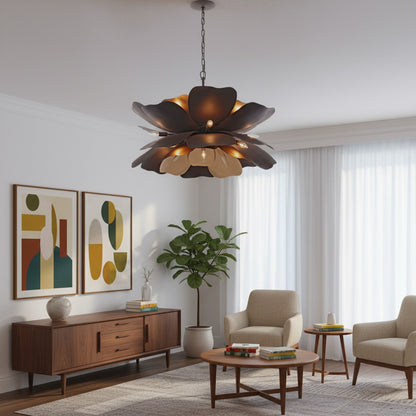 Varaluz Botanic Panic 13Lt 28'W Pendant, Dark Bronze/French Gold