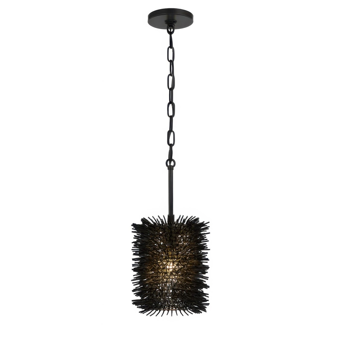 Varaluz Urchin 1 Light Cylinder Pendant, Black/Black