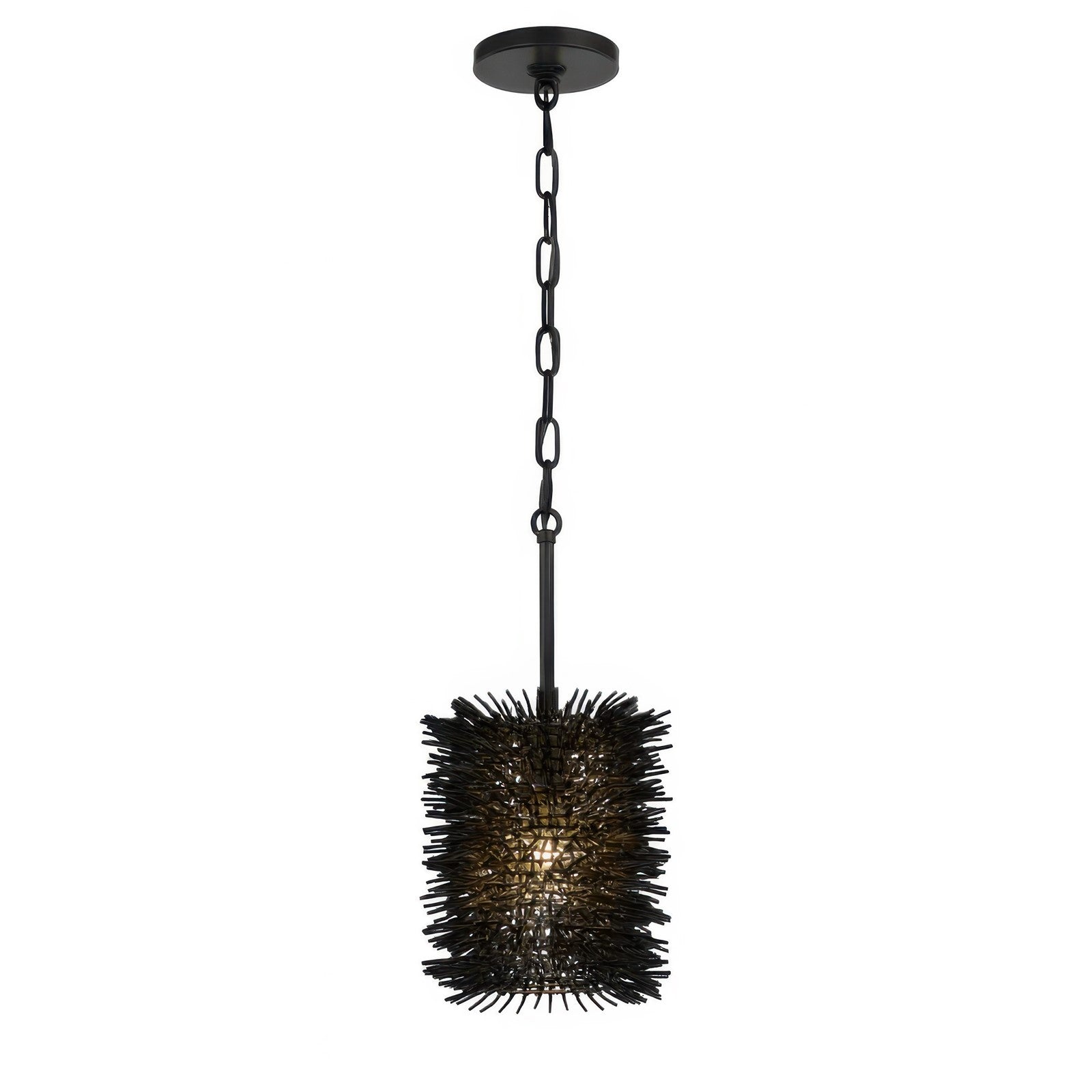 Varaluz Urchin 1 Light Cylinder Pendant, Black/Black