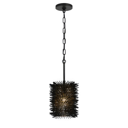 Varaluz Urchin 1 Light Cylinder Pendant, Black/Black