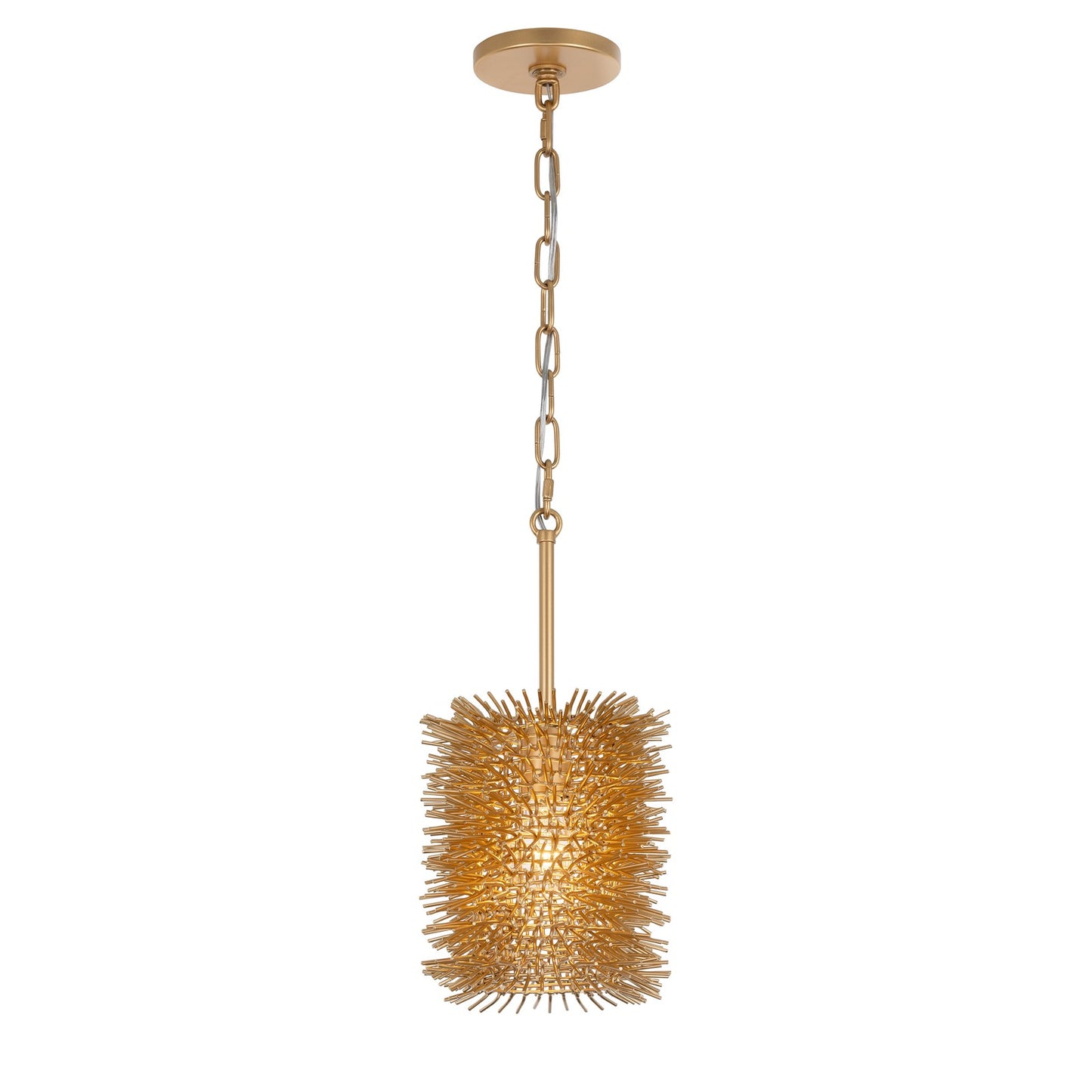 Varaluz Urchin 1 Light Cylinder Pendant, Gold/Gold