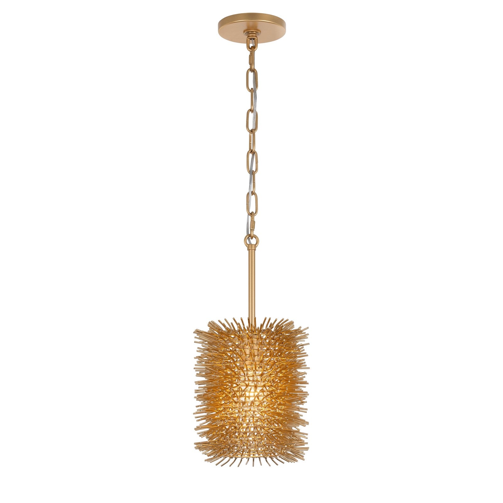 Varaluz Urchin 1 Light Cylinder Pendant, Gold/Gold