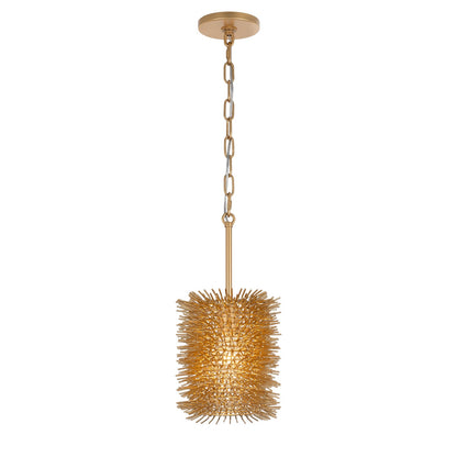 Varaluz Urchin 1 Light Cylinder Pendant, Gold/Gold