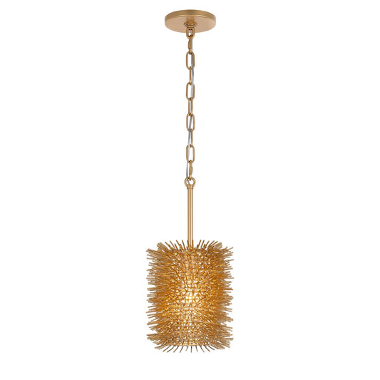 Varaluz Urchin 1 Light Cylinder Pendant, Gold/Gold