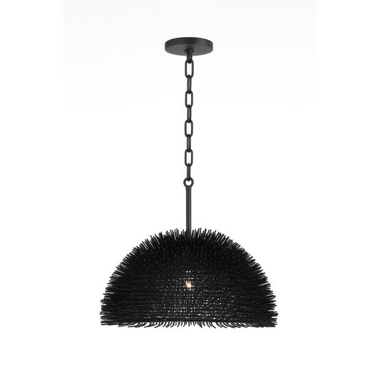 Varaluz Urchin 1 Light Dome Pendant, Black/Black
