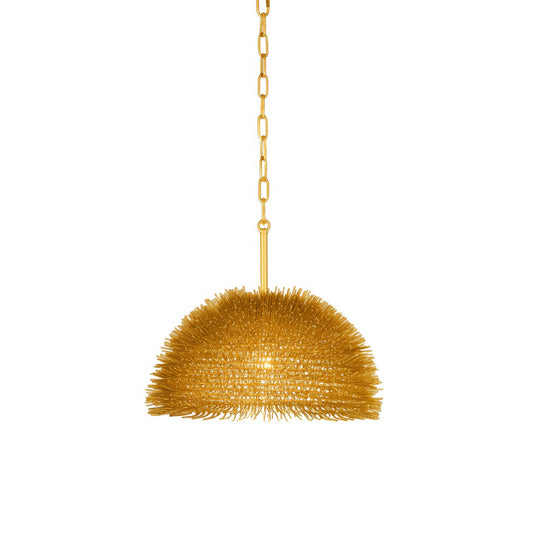 Varaluz Urchin 1 Light Dome Pendant, Gold/Gold
