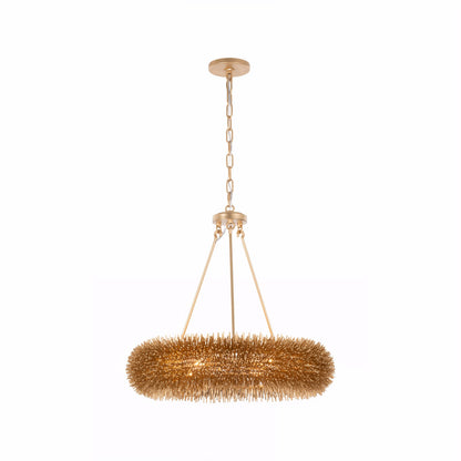 Varaluz Urchin 24in 6-Light Pendant | Coastal Gold Steel and Gold Steel | Dining Room & Kitchen Island | 24 x 24 x 18 in | Model 569P06GO