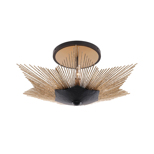 Varaluz Aristocrat 3 Light Semi-Flush, Dark Bronze/French Gold/Gold