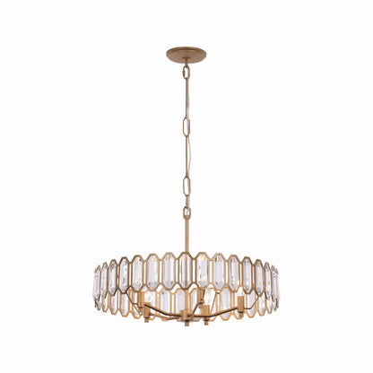 Varaluz Drama Club 5 Light Pendant, Brass Kisser/Clear