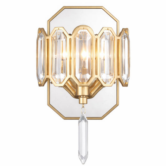 Varaluz Drama Club 1 Light Wall Sconce, Brass Kisser/Clear