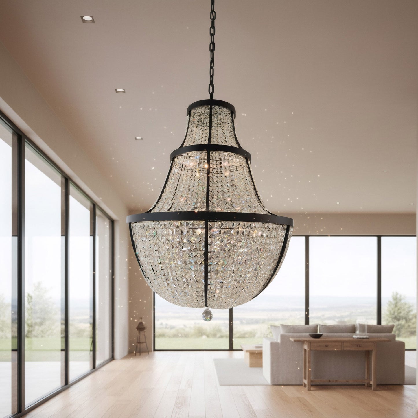 Varaluz Crystal Baller 12 Light Pendant, Heritage Black/Clear