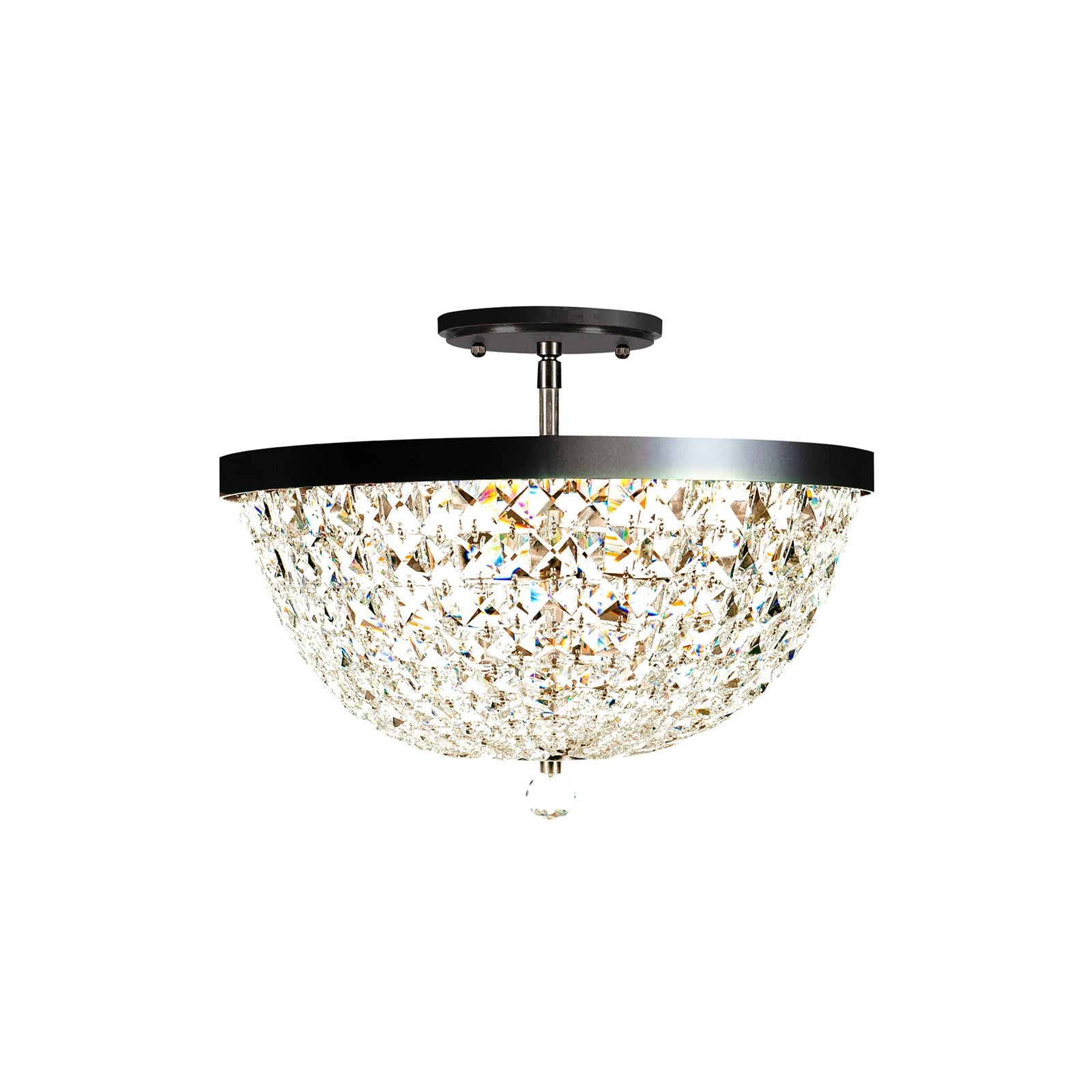 Varaluz Crystal Baller 3 Light Semi-Flush, Heritage Black/Clear